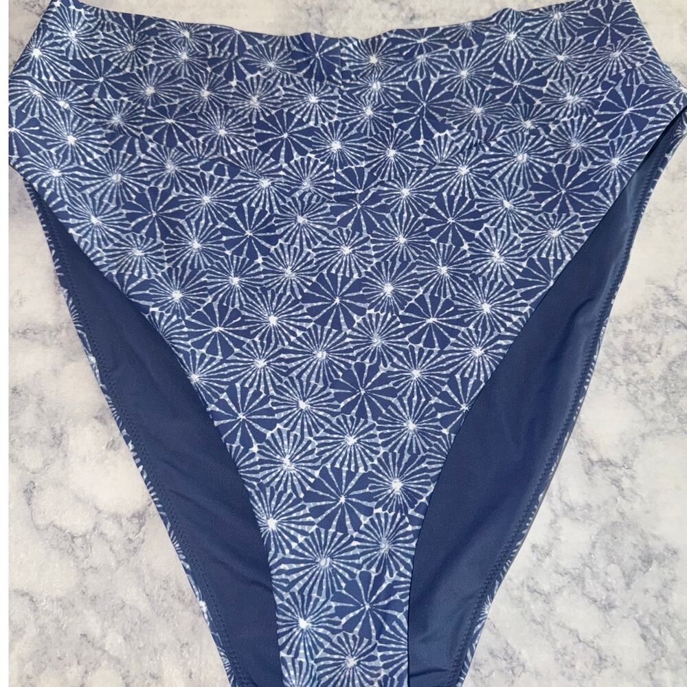 - Aerie-Swimwear-Bikini Bottoms-XL- Blue Patterned-High Waisted High Cut C…